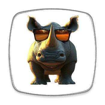 Nashorn Rhinozeros Afrika Safari Nashörner Rhino - Viereckiger Kühlschrankmagnet - Weiß - Vorne