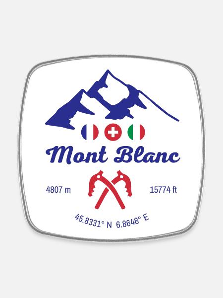 Mont Blanc Alps Highest Mountain - Square fridge magnet - white