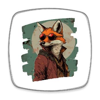 Fuchs - Viereckiger Kühlschrankmagnet - Weiß - Vorne