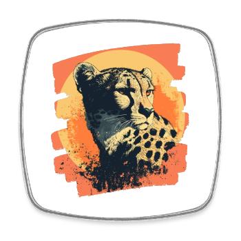 Cheetah - Square fridge magnet - white - Front