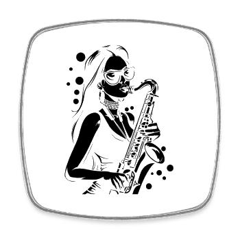 Saxophonist Drawing - Square fridge magnet - white - Front
