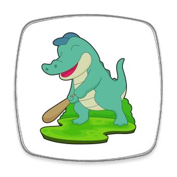 Bâton de baseball Crocodile - Magnet carré - blanc - Devant