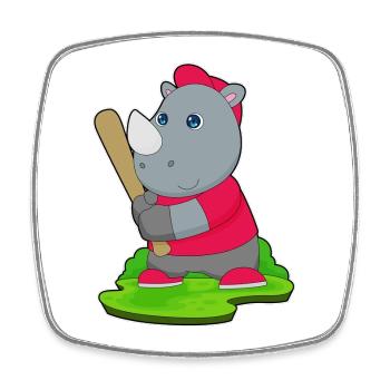 Rhino Baseball Batte de Baseball - Magnet carré - blanc - Devant
