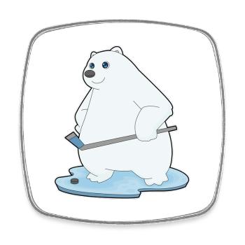 Polar Bear Bâtons de hockey sur glace - Magnet carré - blanc - Devant