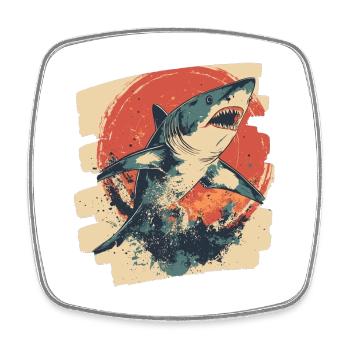 Haifisch Retro - Viereckiger Kühlschrankmagnet - Weiß - Vorne