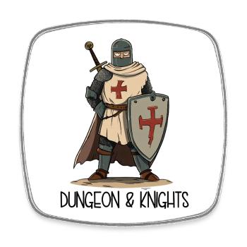 Dungeons and Knights – Cartoon Kreuzritter - Viereckiger Kühlschrankmagnet - Weiß - Vorne