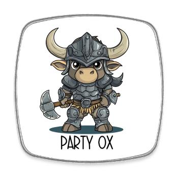 Party Ox – Groupe de Héros Chevalier Bœuf - Magnet carré - blanc - Devant