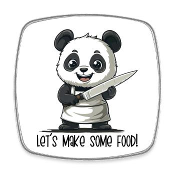 Préparons de la nourriture – Dessin animé de Panda Chef - Magnet carré - blanc - Devant