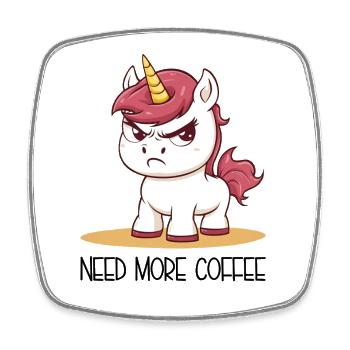 Need More Coffee – Offended Unicorn Cartoon - Square fridge magnet - white - Front