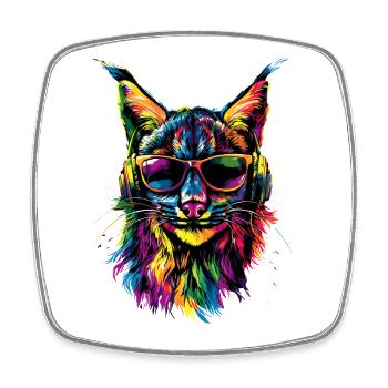 Lynx Chat sauvage Grands chats Chats Mignon Lynx - Magnet carré - blanc - Devant