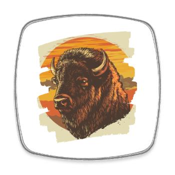 Bison - Viereckiger Kühlschrankmagnet - Weiß - Vorne
