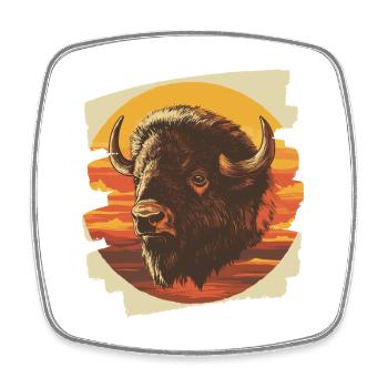 Bison - Viereckiger Kühlschrankmagnet - Weiß - Vorne