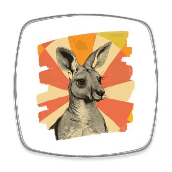 Kangaroo Retro - Square fridge magnet - white - Front