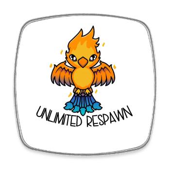 Unlimited Respawn – Süßer Phönix Cartoon - Viereckiger Kühlschrankmagnet - Weiß - Vorne