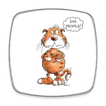 Grumpy Ew People Red Cat Saying Cats - Square fridge magnet - white - Front