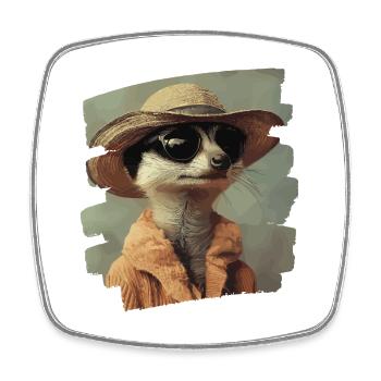 Meerkat Retro - Square fridge magnet - white - Front