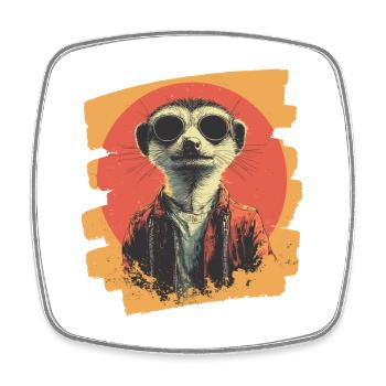 Erdmännchen Retro - Viereckiger Kühlschrankmagnet - Weiß - Vorne