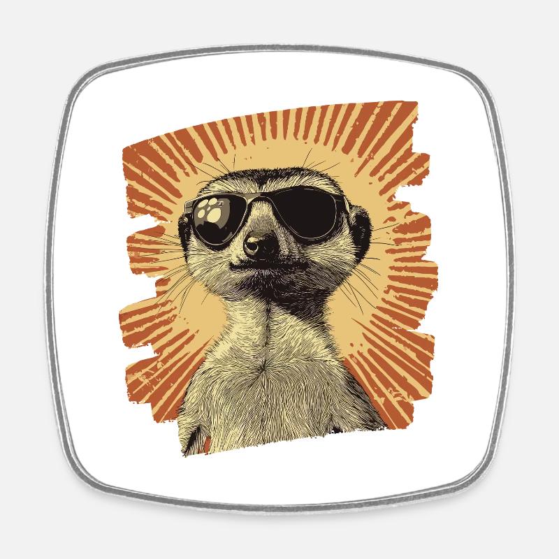 Erdmännchen Retro - Viereckiger Kühlschrankmagnet - Weiß