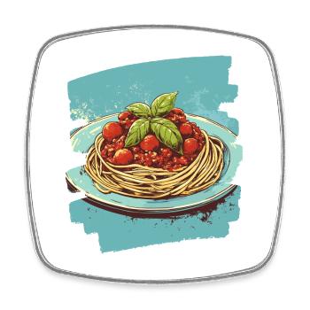 Spaghetti Bolognese - Viereckiger Kühlschrankmagnet - Weiß - Vorne