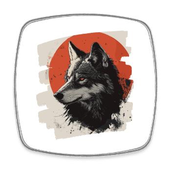Wolf Retro - Viereckiger Kühlschrankmagnet - Weiß - Vorne