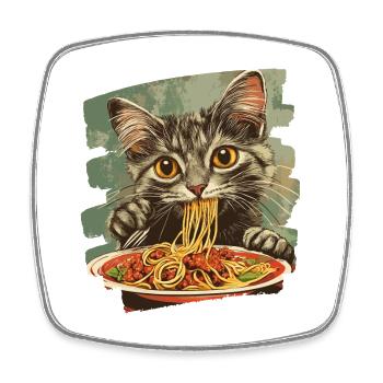 Cat Noodles Retro - Square fridge magnet - white - Front