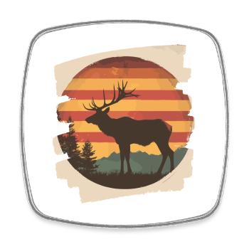 Elch Retro - Viereckiger Kühlschrankmagnet - Weiß - Vorne