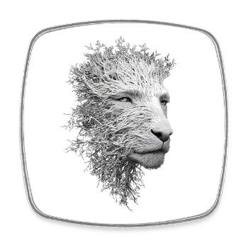 Lioness Roots Surreal Nature Artistic Intricate - Square fridge magnet - white - Front