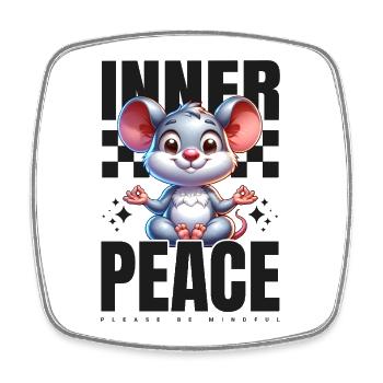 Inner Peace – Süße Zen Yoga Maus Meditation - Viereckiger Kühlschrankmagnet - Weiß - Vorne