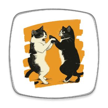 Combat de chats japonais - Magnet carré - blanc - Devant