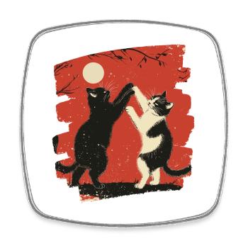 Combat de chats japonais - Magnet carré - blanc - Devant