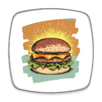 Burger Retro - Square fridge magnet - white - Front