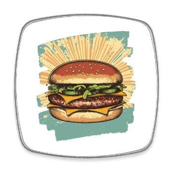 Burger Retro - Square fridge magnet - white - Front