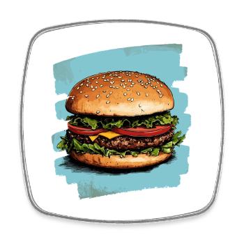 Burger Retro - Square fridge magnet - white - Front