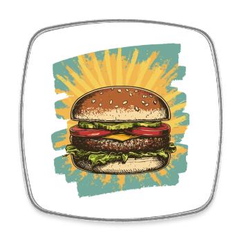 Burger Retro - Square fridge magnet - white - Front