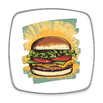 Burger Retro - Square fridge magnet - white - Front