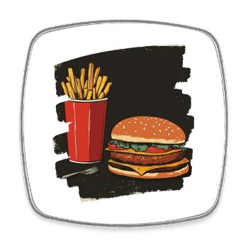 Burgers and Fries Retro - Square fridge magnet - white - Front