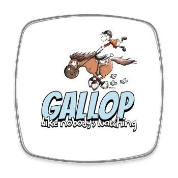 Gallop Like Nobodys Watching Rider Horses Cartoon - Square fridge magnet - white - Front