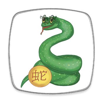 Chinesisches Tierkreiszeichen Schlange - Viereckiger Kühlschrankmagnet - Weiß - Vorne