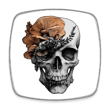 Totenkopf Pilze Botanisch Gothic Surreal Künstlerisch - Viereckiger Kühlschrankmagnet - Weiß - Vorne