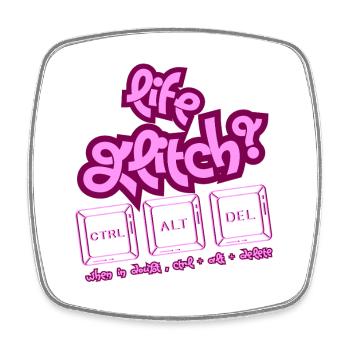 Life Glitch Keyboard - Viereckiger Kühlschrankmagnet - Weiß - Vorne