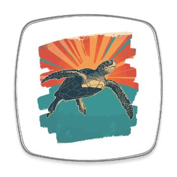Tortue de mer rétro - Magnet carré - blanc - Devant