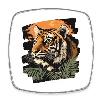 Tiger Retro - Viereckiger Kühlschrankmagnet - Weiß - Vorne
