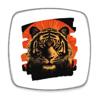 Tiger Retro - Viereckiger Kühlschrankmagnet - Weiß - Vorne