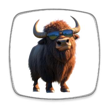 Bison, Bison, Wild Cattle, Buffalo, American Bison - Square fridge magnet - white - Front