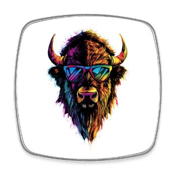 Bison, Bison, Wild Cattle, Buffalo, American Bison - Square fridge magnet - white - Front