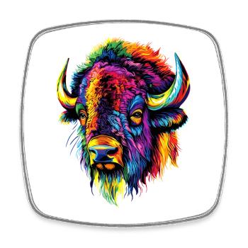 Bison, Bison, Wild Cattle, Buffalo, American Bison - Square fridge magnet - white - Front