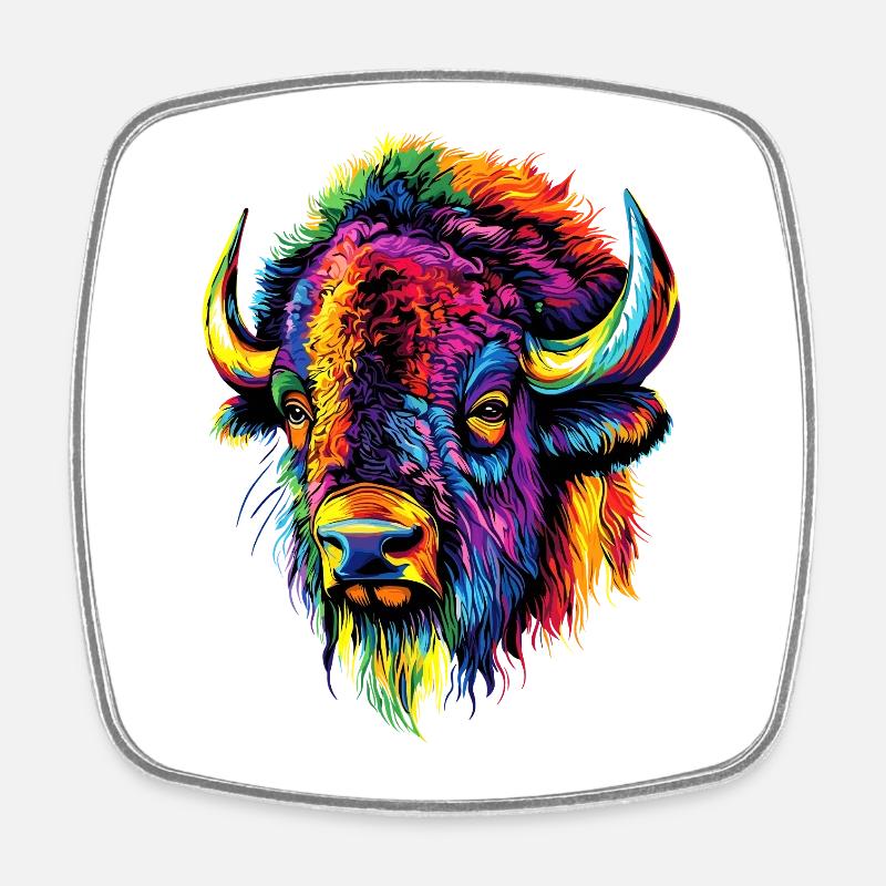 Bison Wisent Wildrind Buffalo Amerikanischer Bison - Viereckiger Kühlschrankmagnet - Weiß