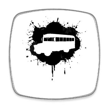 Street Art Bus - Square fridge magnet - white - Front