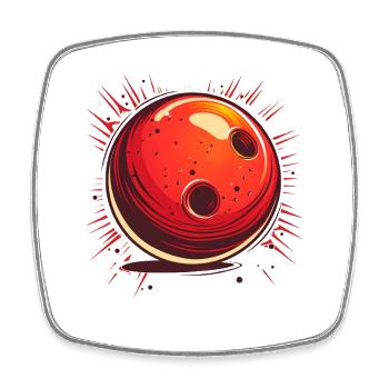 Bowlingkugel Comic Look - Viereckiger Kühlschrankmagnet - Weiß - Vorne