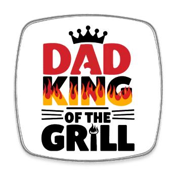 Papa Roi du Grill BBQ Cadeau Drôle - Magnet carré - blanc - Devant